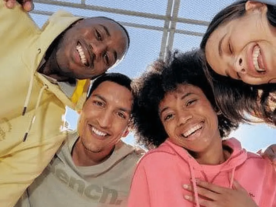 Friends laughing together