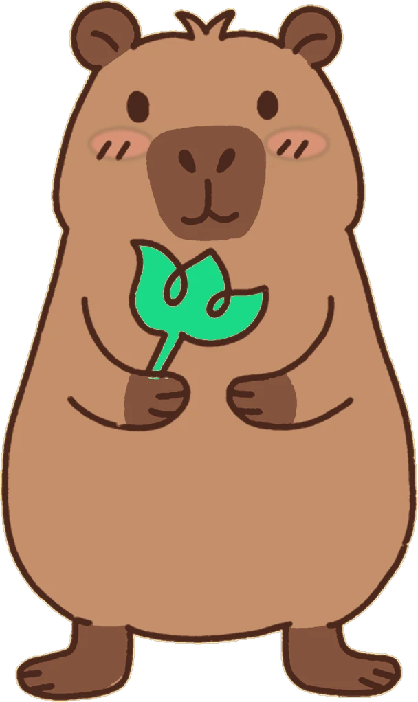 Maky, the Samaky capybara, holding a flower